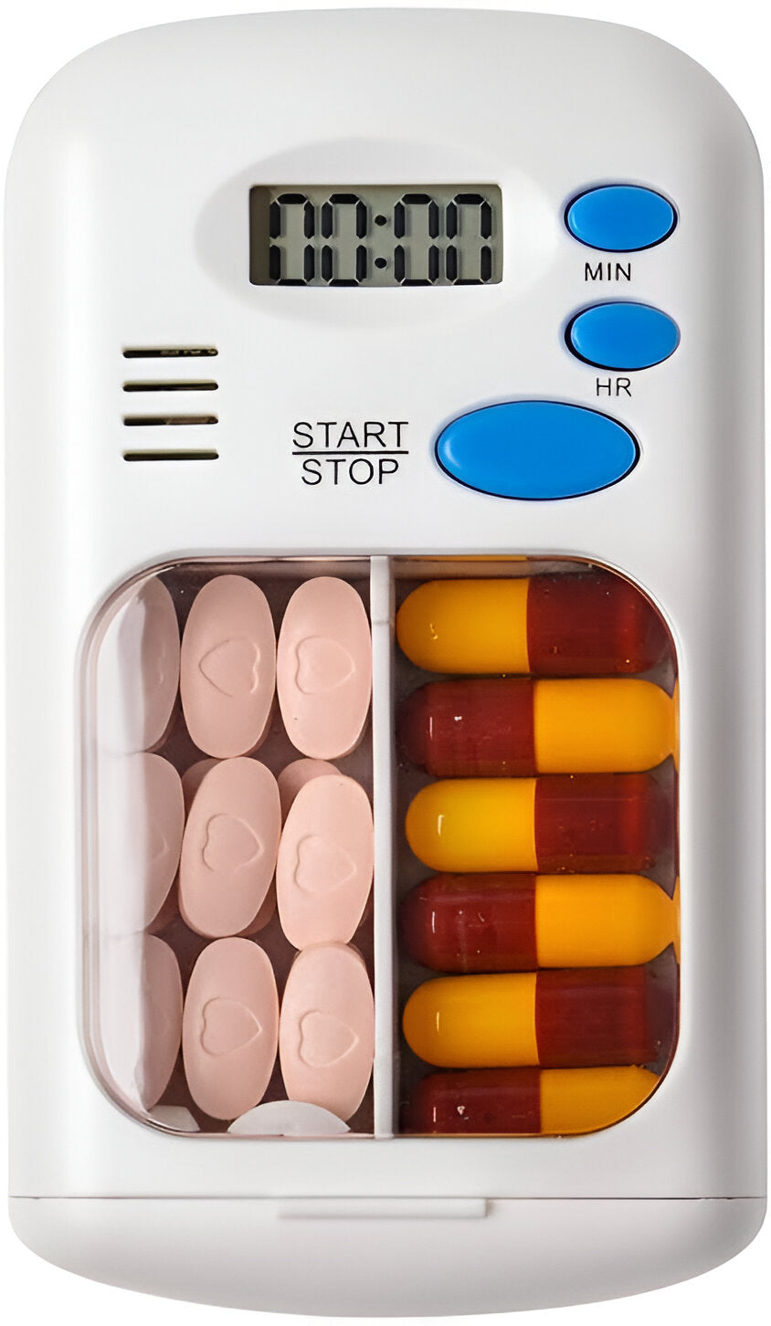 MINI PORTABLE TRAVEL PILL BOX WITH ALARM TIMER 